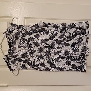 Floral Sleeveless Blouse - Black and White